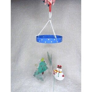 Christmas Tree Windchime 90s Holiday Mixed Metal Snowman 1992 Taiwan Current Inc